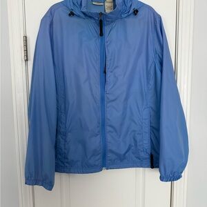 Womens Sz 2X LL Bean Stowaway Hooded Windbreaker Lightweight Jacket Zip Up Blue